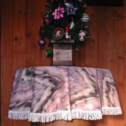 Christmas Tree Skirt, Abstract Designs, Modern Christmas, Southwestern, Home D??cor, Bullion Fringe, Burgundy, Silver, Rrdesigns561 - thumbnail 4