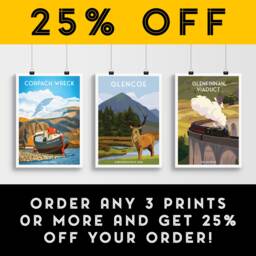 Glenfinnan Monument Print, Lochaber Travel Poster, Highlands, Scotland - thumbnail 2
