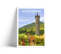 Glenfinnan Monument Print, Lochaber Travel Poster, Highlands, Scotland - thumbnail 1