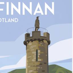 Glenfinnan Monument Print, Lochaber Travel Poster, Highlands, Scotland - thumbnail 3
