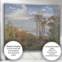 Coastal Woodland Trees & Tranquil Waters Landscape Oil Painting Canvas Wall Art Print Decor Picture Ready To Hang - thumbnail 3