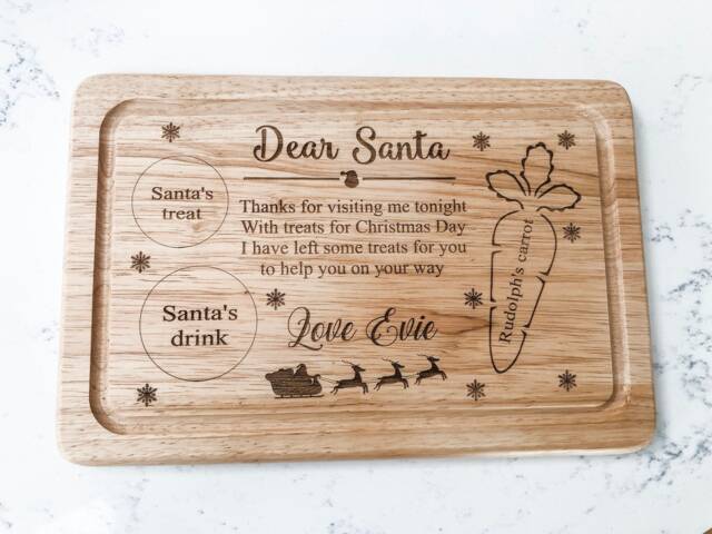 Santa Plate Personalised Wooden Christmas Eve Father Christmas Rudolph Board Personalized