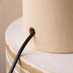 Handmade Ceramic Table Lamp, A Lighting & Decorative Object. Beige Base Shade With Blue Trim - thumbnail 3