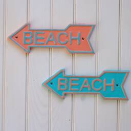 Beach Decor Cast Iron Sign Arrow Wall - Pick Your Colors - thumbnail 3