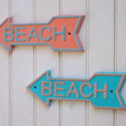 Beach Decor Cast Iron Sign Arrow Wall - Pick Your Colors - thumbnail 2