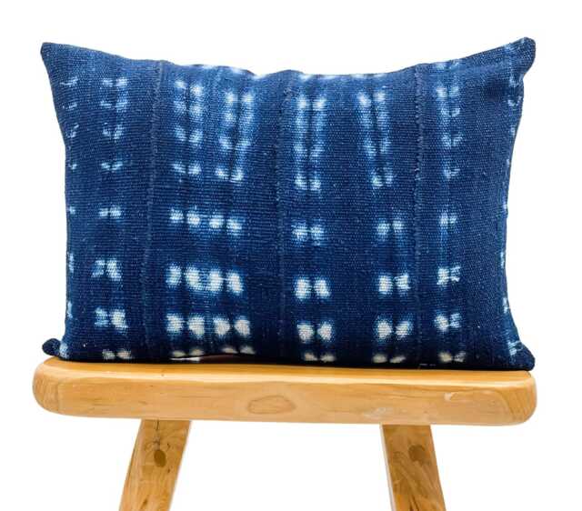 Indigo Pillow, Blue Pillow, Mudcloth African Pillow Cover, Decorative Pillow- Lumbar Sofa Cushion, Pillow - image 1