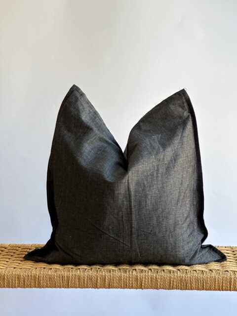 Linen Pillowcase , Natural Color Striped Pillow Cover - image 1