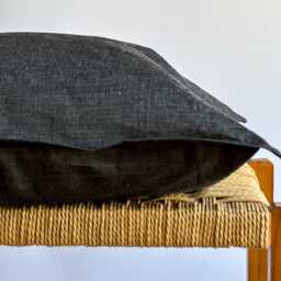 Linen Pillowcase , Natural Color Striped Pillow Cover - thumbnail 3