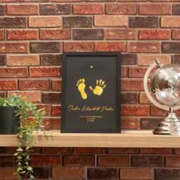 Personalised Foil Baby Print With Wood Frame Newborn Birth Wall Art Custom Name Nursery Decor New Gift Keepsake - thumbnail 2
