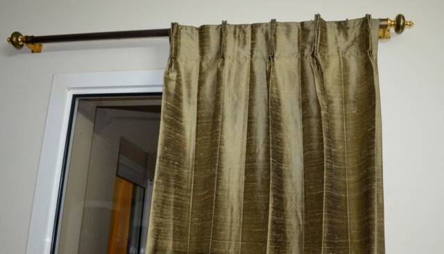 Dull Gold Colored Silk Drapes in Rich Raw/Dupioni - image 1