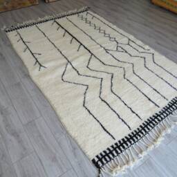 Moroccan Rug Vintage Beni Ourain 100% Laine Authentic Teppich Berber - thumbnail 4