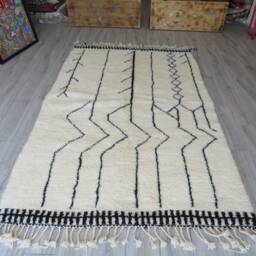 Moroccan Rug Vintage Beni Ourain 100% Laine Authentic Teppich Berber - thumbnail 3