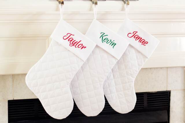 Personalized Christmas Stocking. White Quilted - image 1