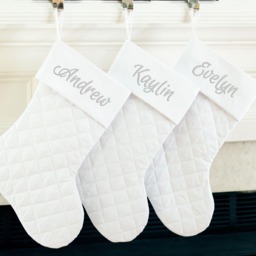Personalized Christmas Stocking. White Quilted - thumbnail 2