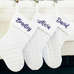 Personalized Christmas Stocking. White Quilted - thumbnail 3