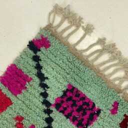 Handmade Azure Beni Ourain Rug Moroccan Sheep Wool Rug - thumbnail 4