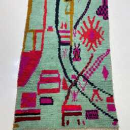 Handmade Azure Beni Ourain Rug Moroccan Sheep Wool Rug - thumbnail 3