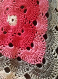 Baby Blanket Crochet Pink Princess Receiving Blanket, Wheelchair Lap Robe, Tummy Time Floor Mat, Afghan Shades Of Pink, Red & Grey - thumbnail 2
