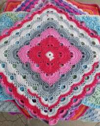 Baby Blanket Crochet Pink Princess Receiving Blanket, Wheelchair Lap Robe, Tummy Time Floor Mat, Afghan Shades Of Pink, Red & Grey