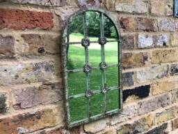 Shabby Chic Green Mirror Metal Garden Wall Art Decor - thumbnail 1