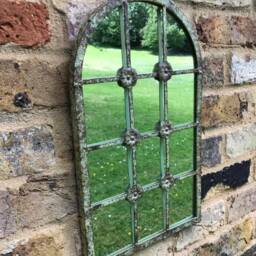 Shabby Chic Green Mirror Metal Garden Wall Art Decor - thumbnail 2