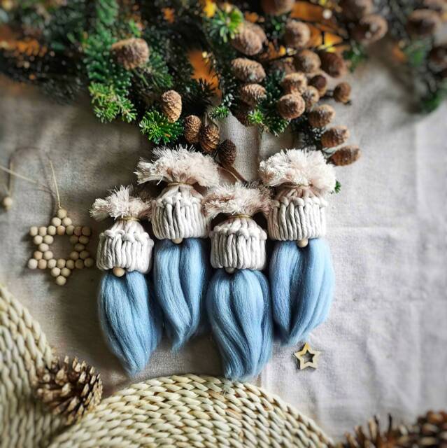 Christmas Gnomes - Macrame Ornaments, Gift Box - image 1