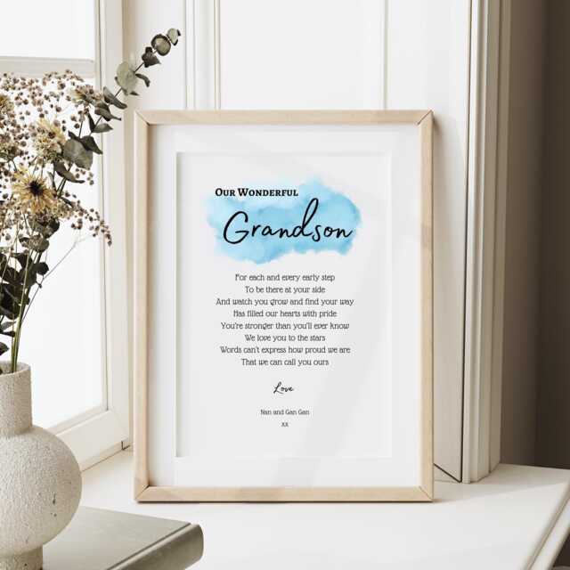 Grandson Birthday Gift - Personalised Poem For Graduation, 18Th, 21st Unframed - image 1