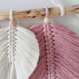 Pink Macram?? Leaf Wall Hanging - Macrame Baby Girl Room Decor Boho Shower Gift Express Shipping 3 Days - thumbnail 3