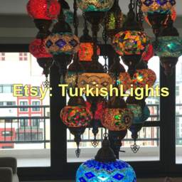 21 Ball Turkish Sultan Mosaic Chandelier Multi-Color - thumbnail 3