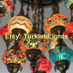 21 Ball Turkish Sultan Mosaic Chandelier Multi-Color - thumbnail 4