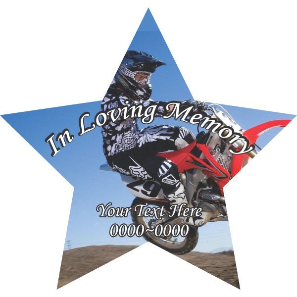 Dirt Bike in Loving Memory Full Color Star Shape 002 Custom Vinyl Wall Decal Or Car Sticker - Ilmfullcolorstar002Et