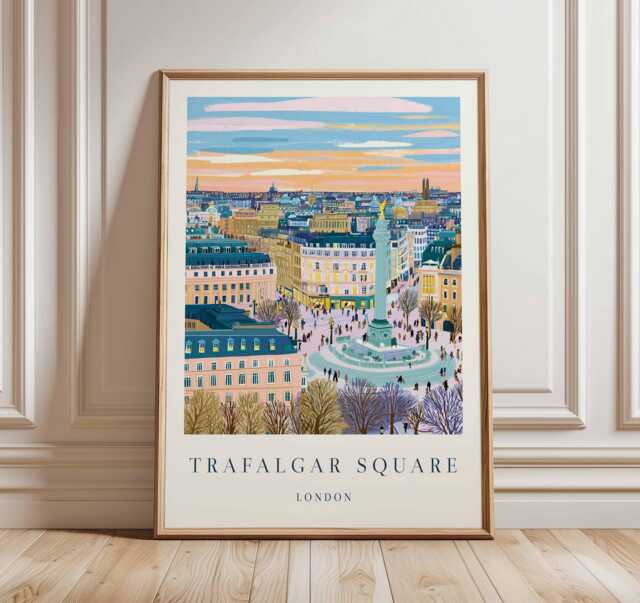 Trafalgar Square Travel Poster London Landmark Art Print - image 1