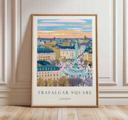 Trafalgar Square Travel Poster London Landmark Art Print - thumbnail 1