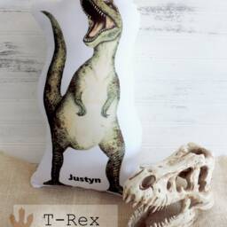 Personalized Huggable Dinosaur Gift Throw Pillow, For Boy Or Girl Who Loves Dinosaurs, Handmade in The Usa - thumbnail 3