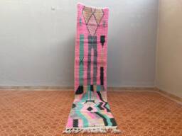 Handmade Wool Berber Runner Rug Multicolor Moroccan Hallway Rug - 2.1 X 10.2 Ft - thumbnail 1