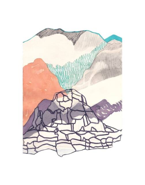 West 2 - Gicl??e Print Of Original Watercolor + Ink Cut Paper Painting - image 1