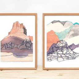 West 2 - Gicl??e Print Of Original Watercolor + Ink Cut Paper Painting - thumbnail 2