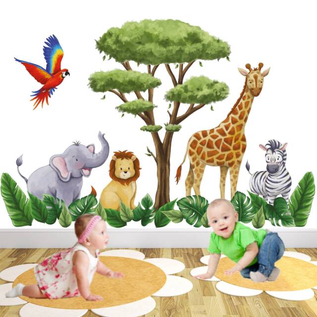 Watercolor Safari Animal Wall Decals Removable Nursery Decor - image 1