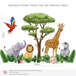 Watercolor Safari Animal Wall Decals Removable Nursery Decor - thumbnail 2