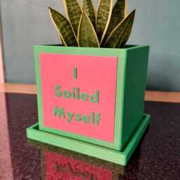 "Funny Square Plant Pots, Bold & Colourful - 10x10cm Cube ""Felt Cute', ""Please Don't Die', " - thumbnail 3
