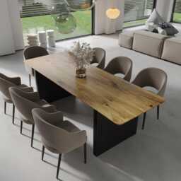 Solid Oak Dining Table Wooden Leg 067 - thumbnail 2