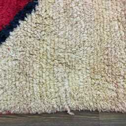 Authentic Handmade Moroccan Rug - Abstract Navy & Orange Wool Carpet Bold Mid-Century Modern Area - thumbnail 4