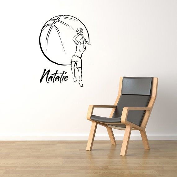 Basketball Girl Vinyl Sticker Personalised Wall Art Decal Your Custom Name Personalization Sports Stencil Removable Fans Mural Gift 21Mnc - image 1