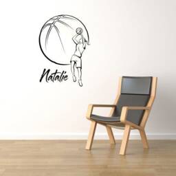 Basketball Girl Vinyl Sticker Personalised Wall Art Decal Your Custom Name Personalization Sports Stencil Removable Fans Mural Gift 21Mnc - thumbnail 1