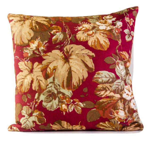 Ralph Lauren Floral Pillow Cover, Red Cotton Accent - image 1