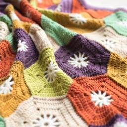 Vintage Inspired Crochet Baby Blanket Merino Wool Hexagon Heirloom - thumbnail 3