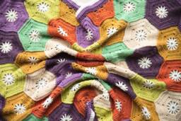 Vintage Inspired Crochet Baby Blanket Merino Wool Hexagon Heirloom - thumbnail 1
