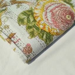 On Sale Special Floral Print New Indian Handmade Kantha Quilt Bedspread Blanket Coverlet Throw Size-Multi - thumbnail 2