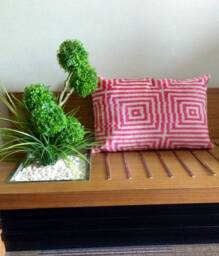 Pink Ikat Velvet Pillow Cover Greek Key Accent Cushion - thumbnail 1
