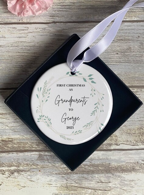 Personalised First Christmas As Grandparents Bauble - Grandparent Gift Nanny Gifts Grandad Ornament Xmas 2025 - image 1